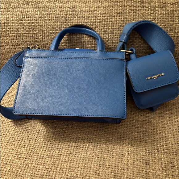 Barely worn Karl Lagerfeld Simone Blue Leather Crossbody - Picture 7 of 16